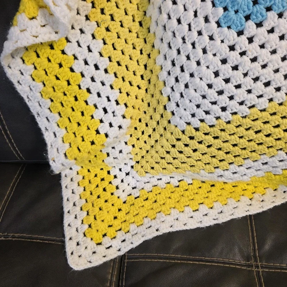 Vintage Handmade Afghan Knit Crochet‎ Maw Maw Blanket Throw 44 X 44